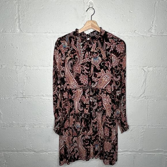 Anthropologie Women's Cady Mock Neck Paisley Tiered Tunic Dress Size Small - Picture 2 of 10